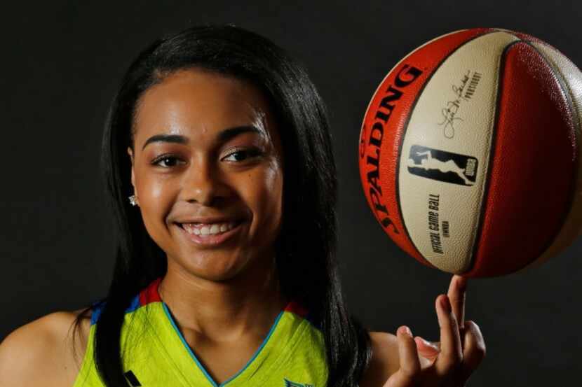Allisha Gray poses for a portrait during Dallas Wings media day College Park Center in...
