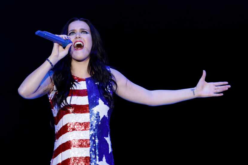 Katy Perry performs during a concert supporting Democratic presidential candidate Hillary...