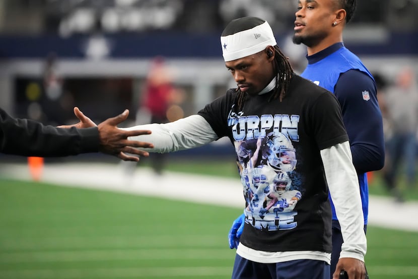 Dallas Cowboys wide receiver KaVontae Turpin warms before an NFL football game against the...