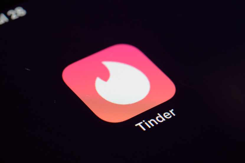 FILE - The icon for the dating app Tinder appears on a device, July 28, 2020, in New York....
