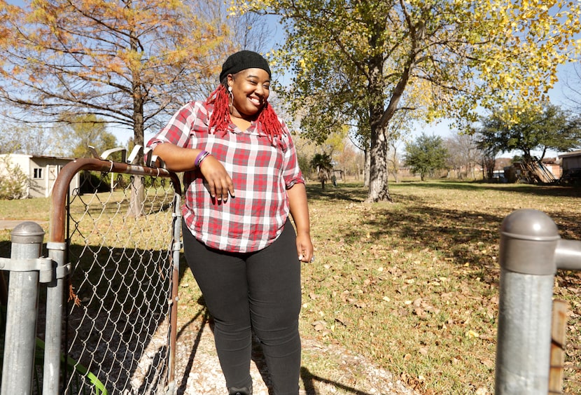 Jovon Humphrey poses for a photograph near the area where she recently saw a mountain lion...