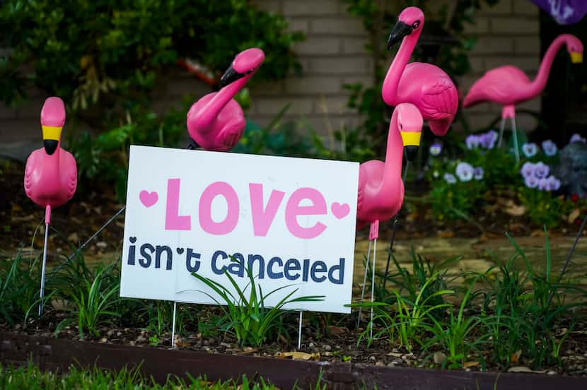 A sign of the times: Yard art installed amid the coronavirus pandemic in front of a Canyon...