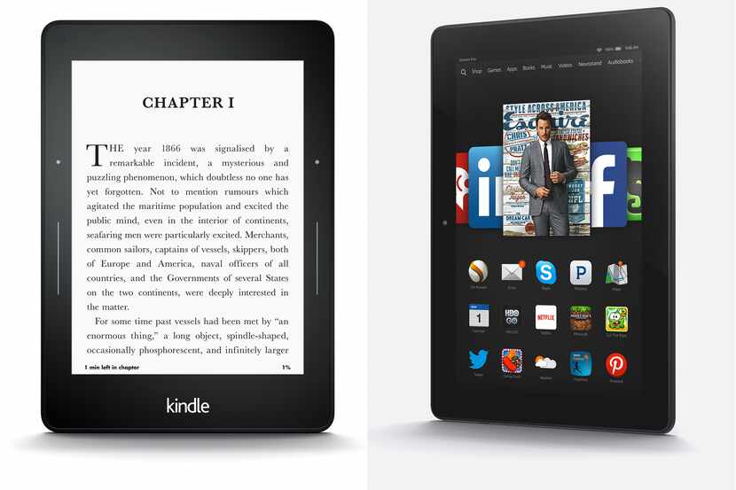 The Kindle Voyage (left) and the Kindle Fire HDX 8.9, the e-commerce giant's new and updated...
