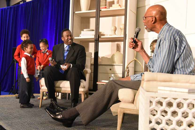NBA legend and author Kareem Abdul-Jabbar (far right) dicussed advocacy, activism, legacy,...