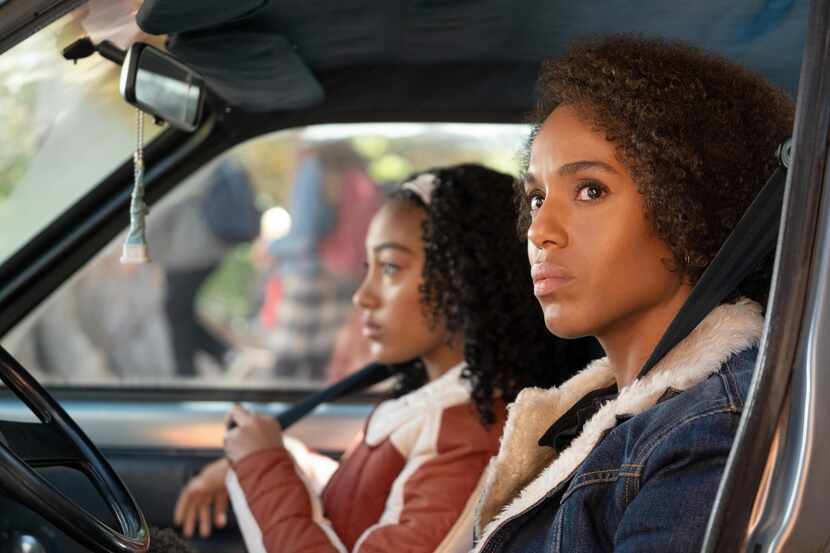Kerry Washington, foreground, and Lexi Underwood, background, in the show "Little Fires...