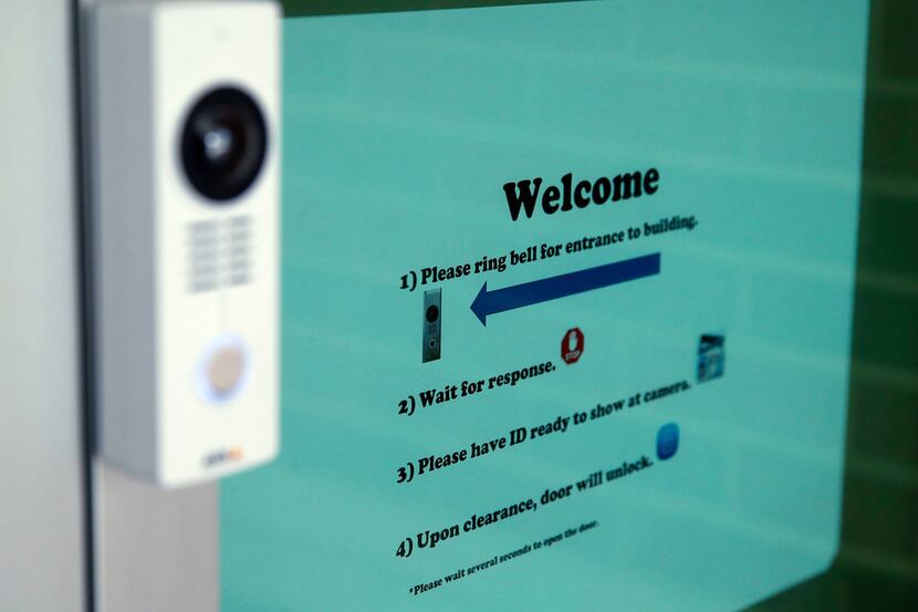  The new security doorbell system serves as a visual and audio interface for the school's...