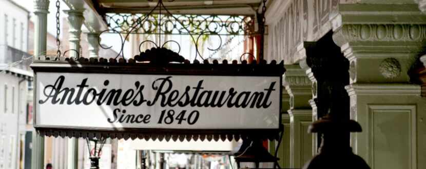 This photo taken Oct. 7, 2009 shows the sign above the entrance to Antoine's Restaurant on...
