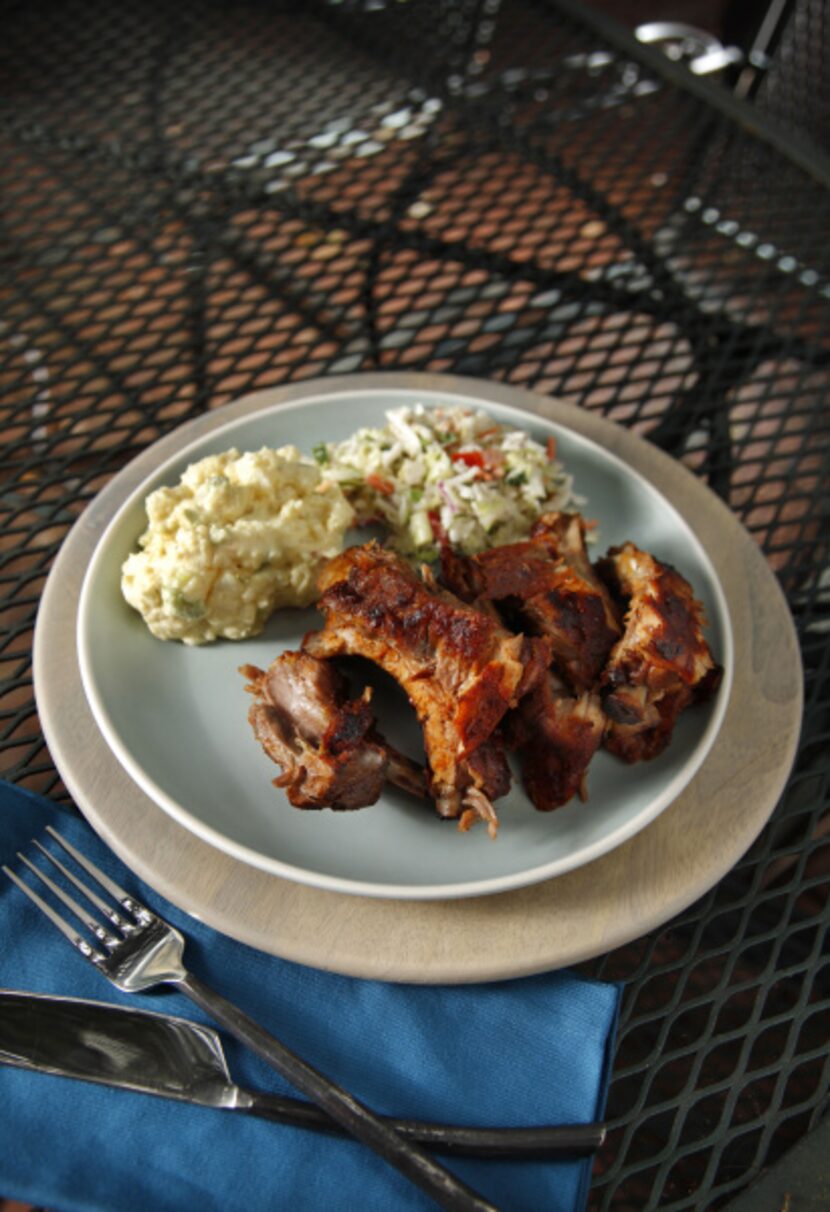  Ribs with Cole Slaw and Potato Salad.