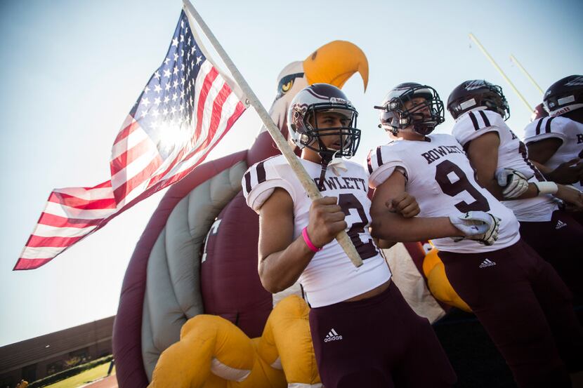 Rowlett prepares to take the field during Coppell's bi-district playoff matchup against...