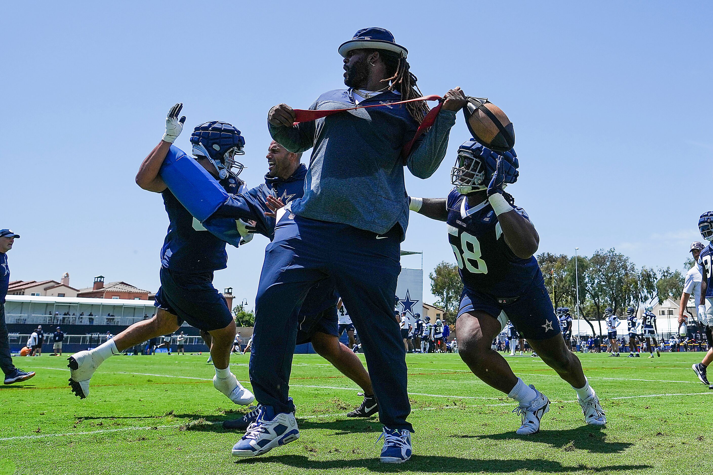 Dallas Cowboys defensive tackle Mazi Smith (58) participates in a drill during the first...