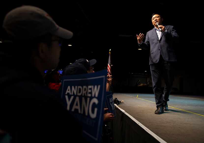 Presidential candidate Andrew Yang hosts a grassroots fundraiser at Gilley’s Dallas on Dec....