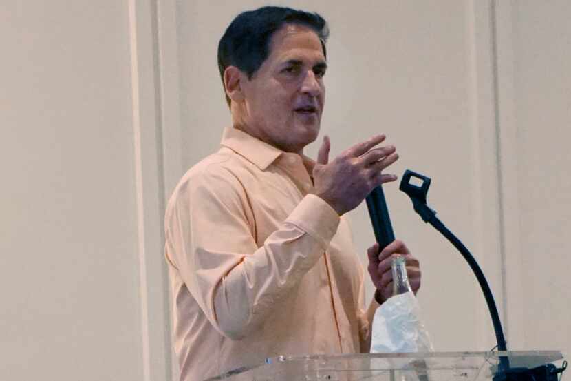 Dallas Mavericks Owner Mark Cuban speaks at The Hall of Dragon during Start Up Week in...