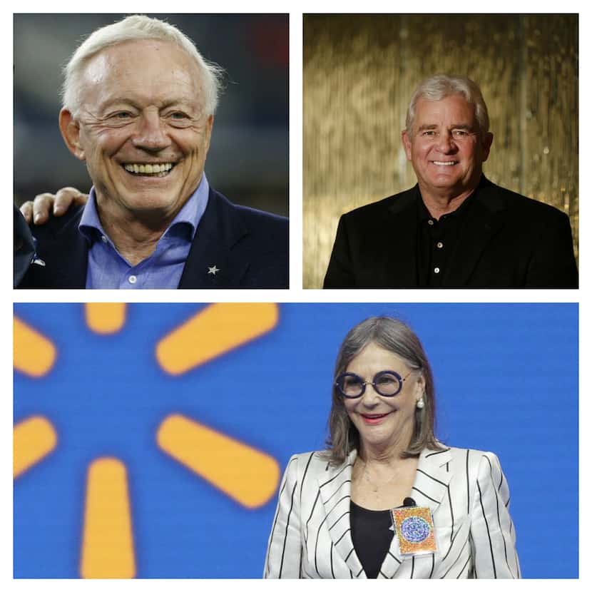 Dallas Cowboys owner Jerry Jones (top left), pipeline magnate Kelcy Warren and Wal-Mart...