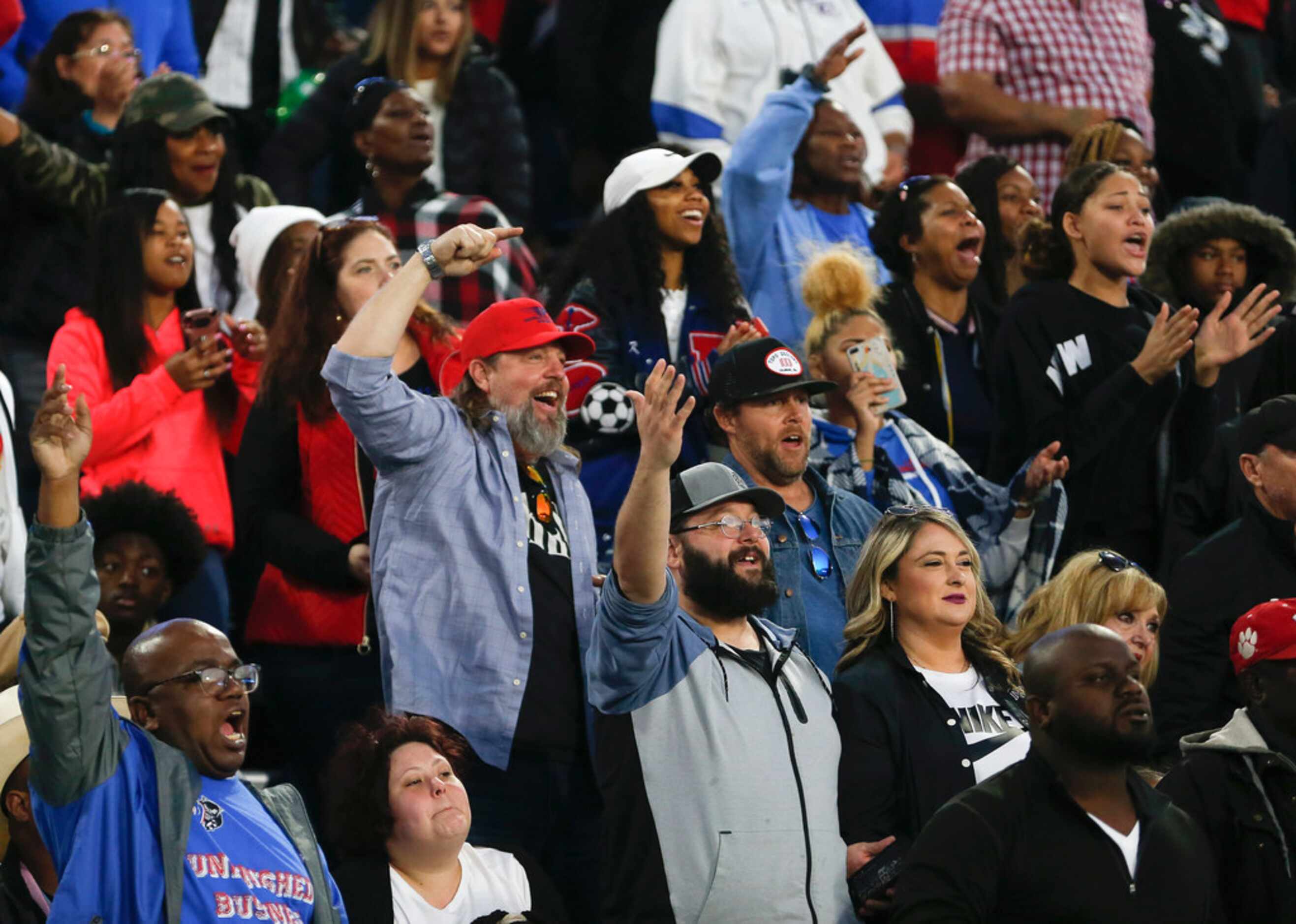 Duncanville fans cheer during the second half of a Class 6A Division I state semifinal...