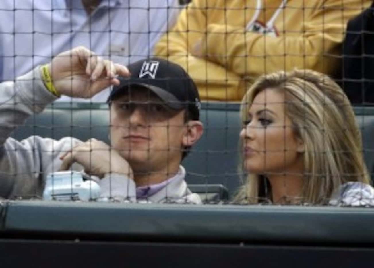  Johnny Manziel and Colleen Crowley attended a Texas Rangers game in 2015.