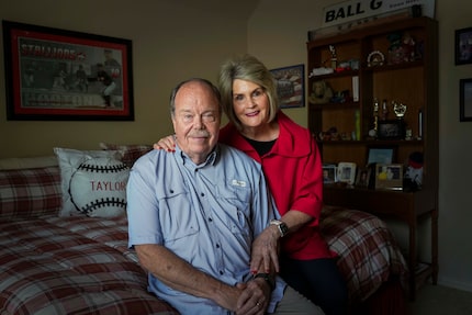 Don Hooton and his wife, Gwen, photographed in a bedroom set aside in memory of their son...