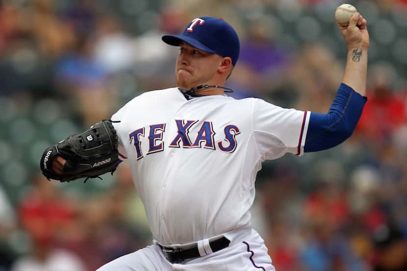 Texas relief pitcher Robbie Ross is pictured during the Arizona Diamondbacks vs. the Texas...