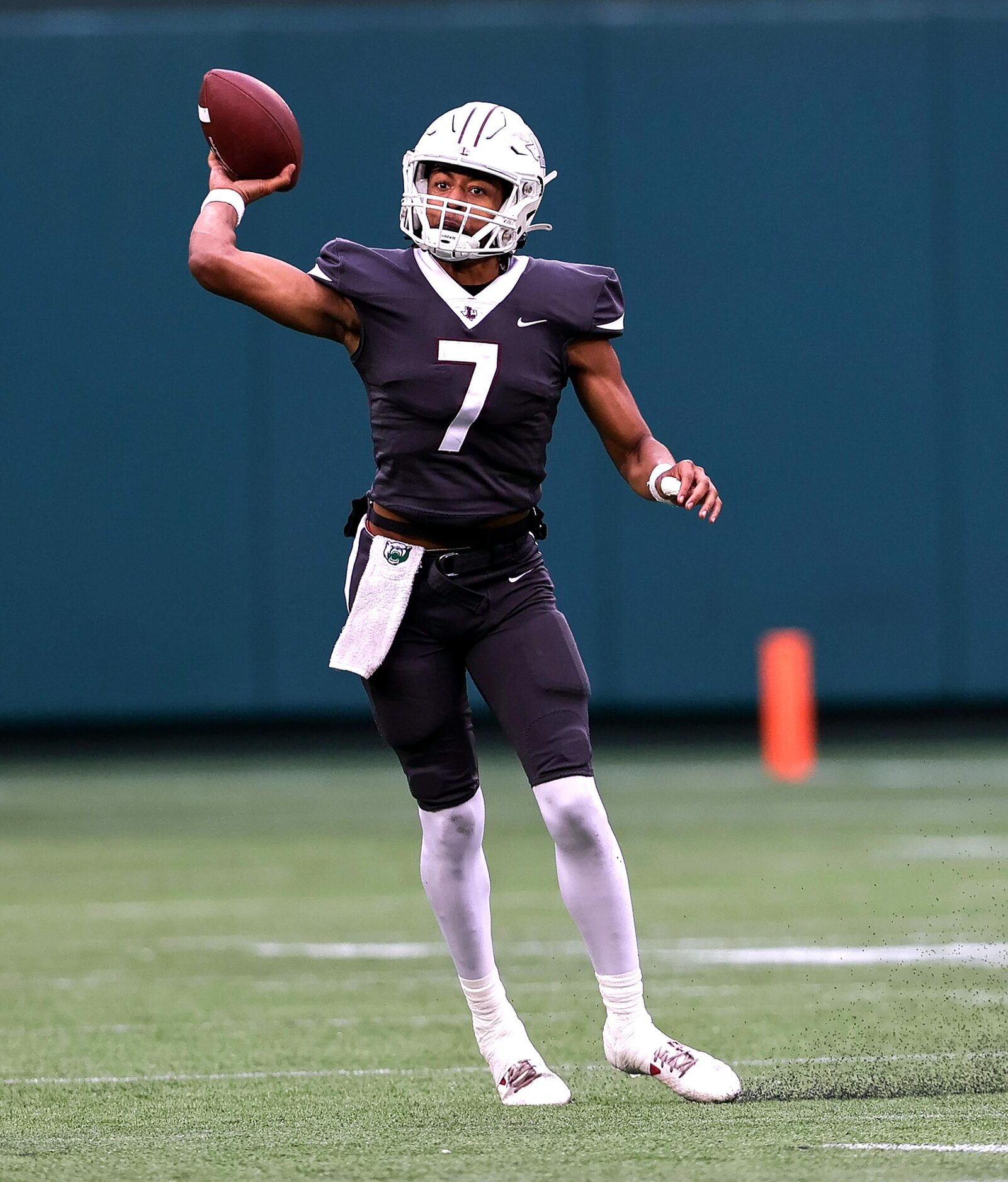 Lewisville quarterback Ethan Terrell attempts a pass against Keller during the first half of...