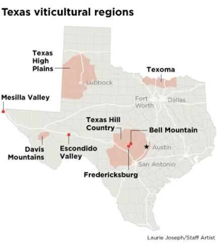 The eight Texas wine regions