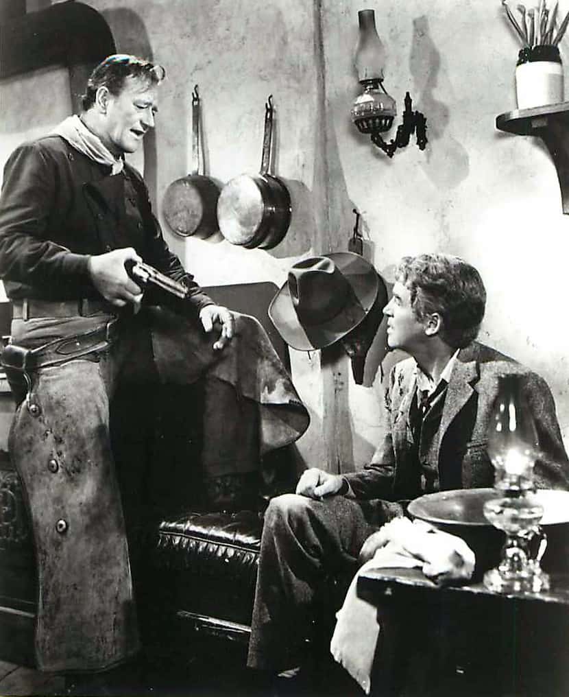 John Wayne and Jimmy Stewart star in "The Man Who Shot Liberty Valance."
