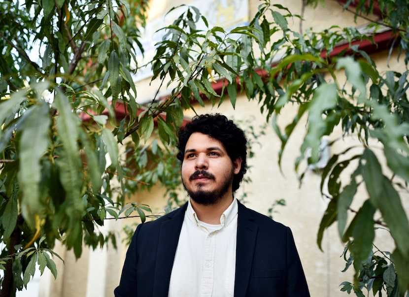 Juan Ríos, 25, pastor of Iglesias Mi Casa de Oración, outside the church in Dallas, Sept....