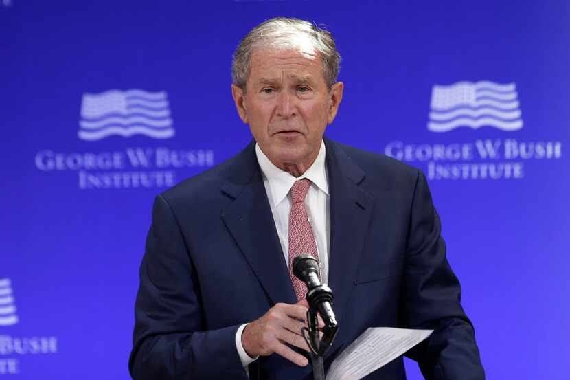 Former U.S. President George W. Bush speaks at a forum sponsored by the George W. Bush...
