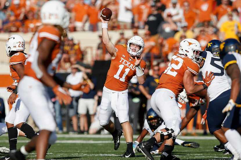 AUSTIN, TX - NOVEMBER 03:  Sam Ehlinger #11 of the Texas Longhorns throws a pass in the...