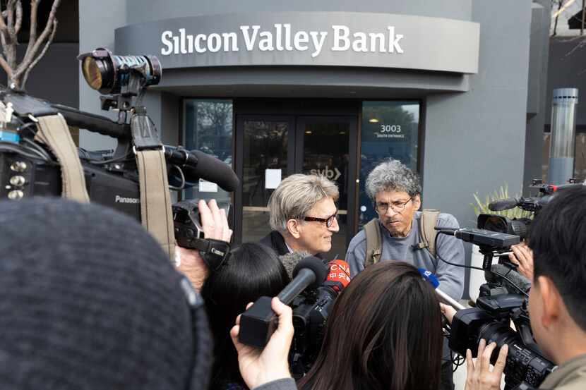 Bob, who did not want to provide a last name speaks with press after exiting Silicon Valley...
