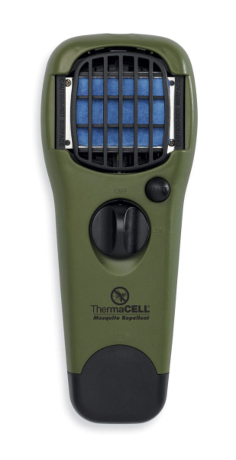 ThermaCell hand-held unit uses butane gas to deter mosquitoes.