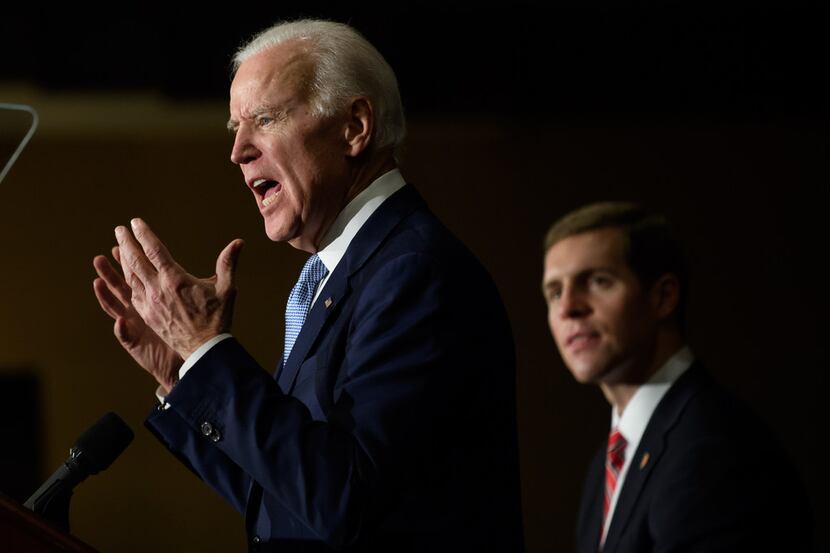 Former Vice President Joe Biden speaks at a rally in support of Democratic congressional...