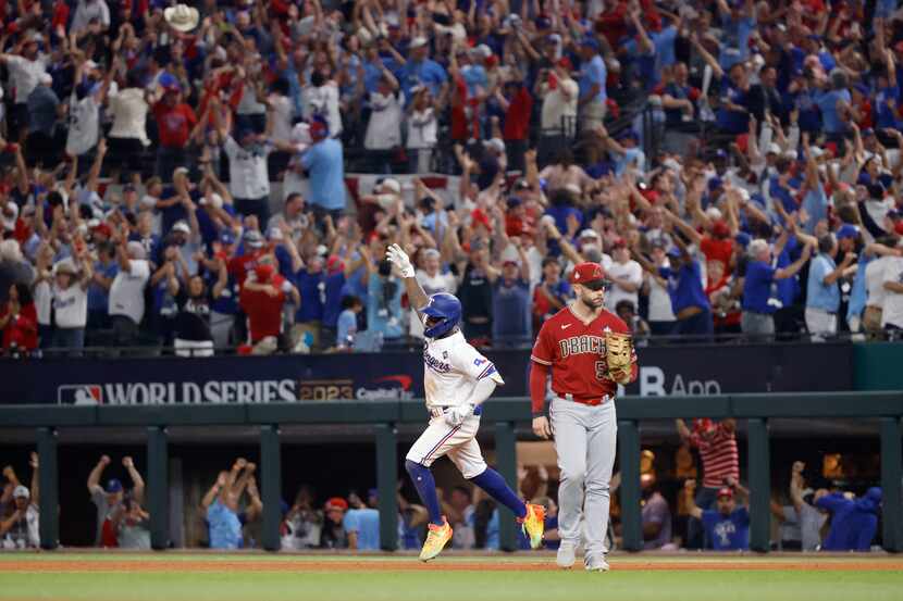 Texas Rangers Adolis Garcia (53) cranked a game-winning home run to defeat the Arizona...