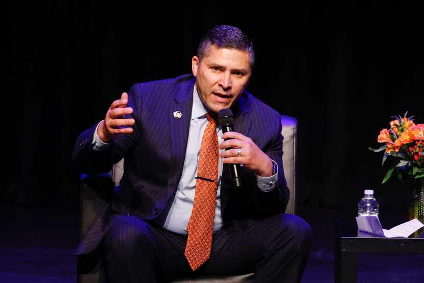Mesquite ISD superintendent Angel Rivera gives remarks during the Dallas Regional Chamber’s...