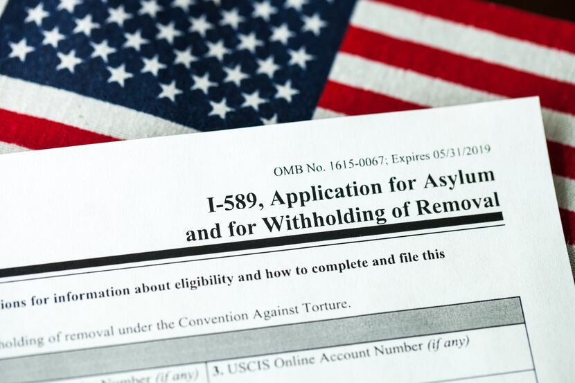 Application form I-589 for asylum to United States.