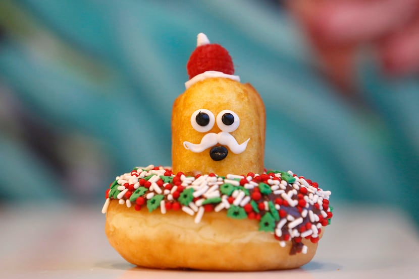 Surprise! Santa Claus pops out of this doughnut from Jarams Donuts.