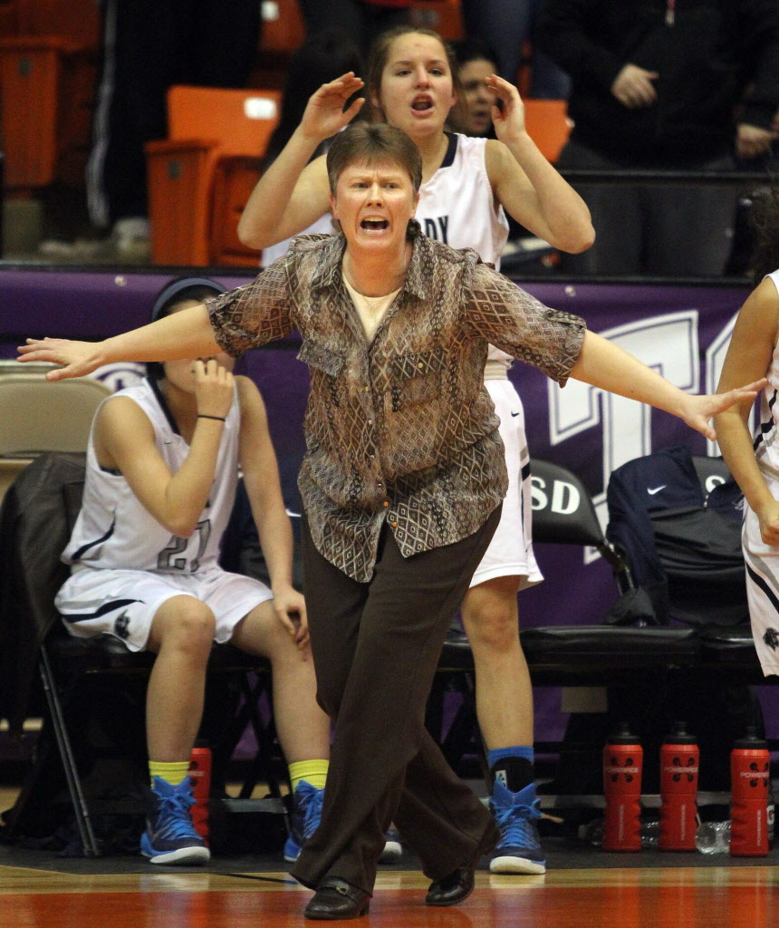 Flower Mound head coach Sherika Nelson during the closing minutes of her team's Class 6A...