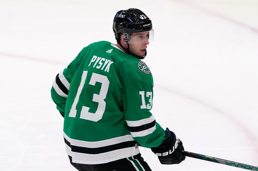 Dallas Stars' Mark Pysyk skates against the Carolina Hurricanes during an NHL hockey game in...