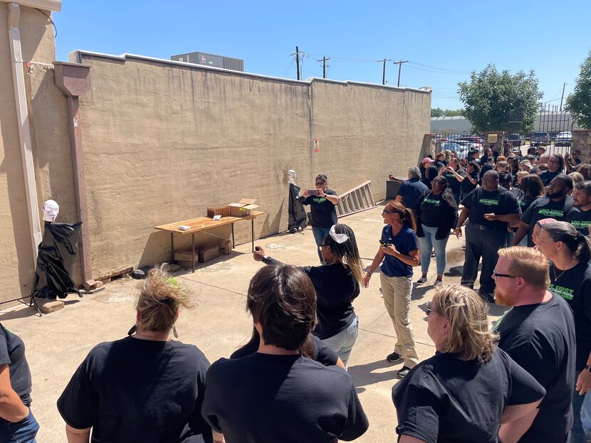 North Texas Collegiate Academy staff practices using pepper spray during the school...