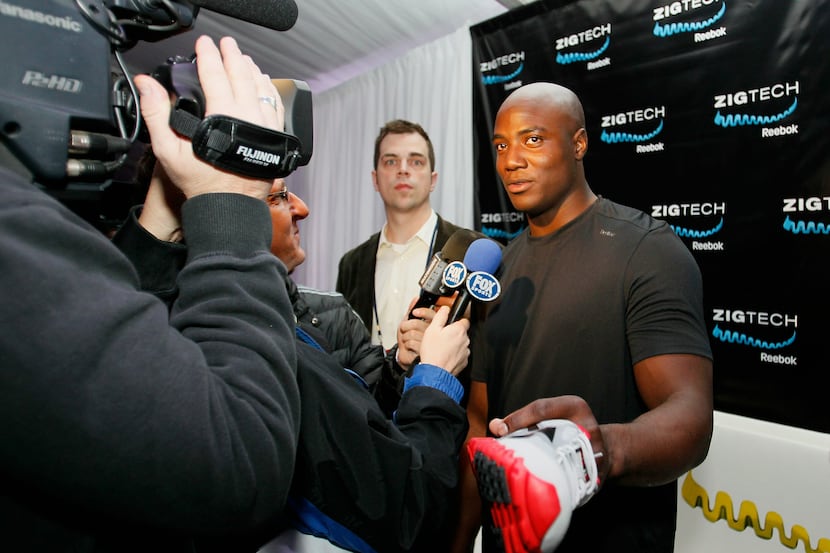 DeMarcus Ware of Dallas Cowboys attends the "ZigTech Cowboy Up Challenge" hosted by Reebok...