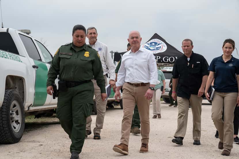 FILE - U.S. Homeland Security Secretary Alejandro Mayorkas arrives for a press conference in...