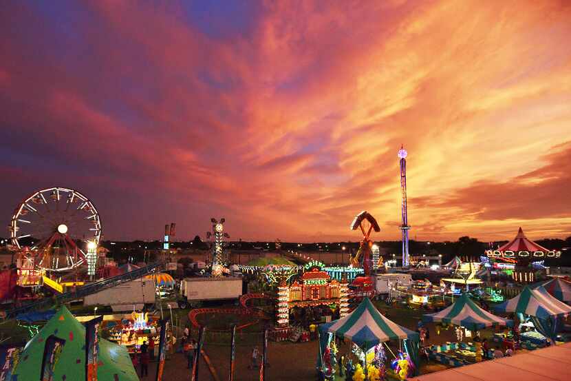 A colorful sunset brings the North Texas Fair & Rodeo to a close on the fair's last night...