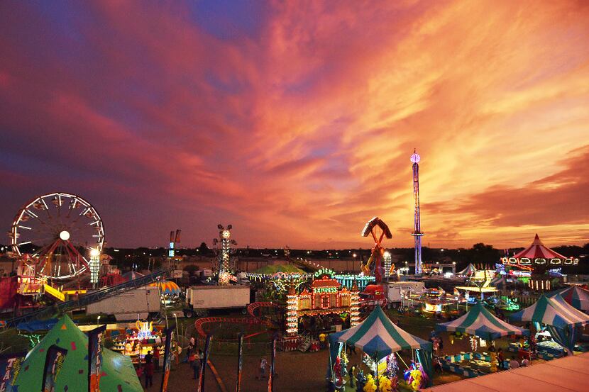 A colorful sunset brings the North Texas Fair & Rodeo to a close on the fair's last night...