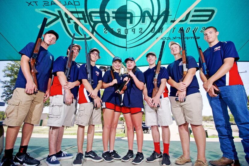 
Allen Eagles Shooting Club members include (from left) graduate Cameron Mehmken, 18, junior...