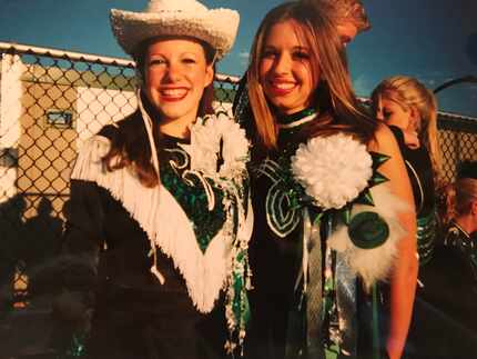 Tiney Ricciardi (left) as a member of the Emerald Belles drill team circa homecoming 2004. 