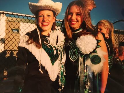 Tiney Ricciardi (left) as a member of the Emerald Belles drill team circa homecoming 2004. 