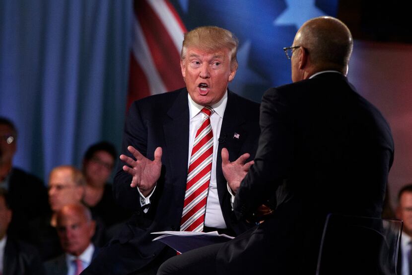 Republican presidential candidate Donald Trump speaks with Today show co-anchor Matt Lauer...