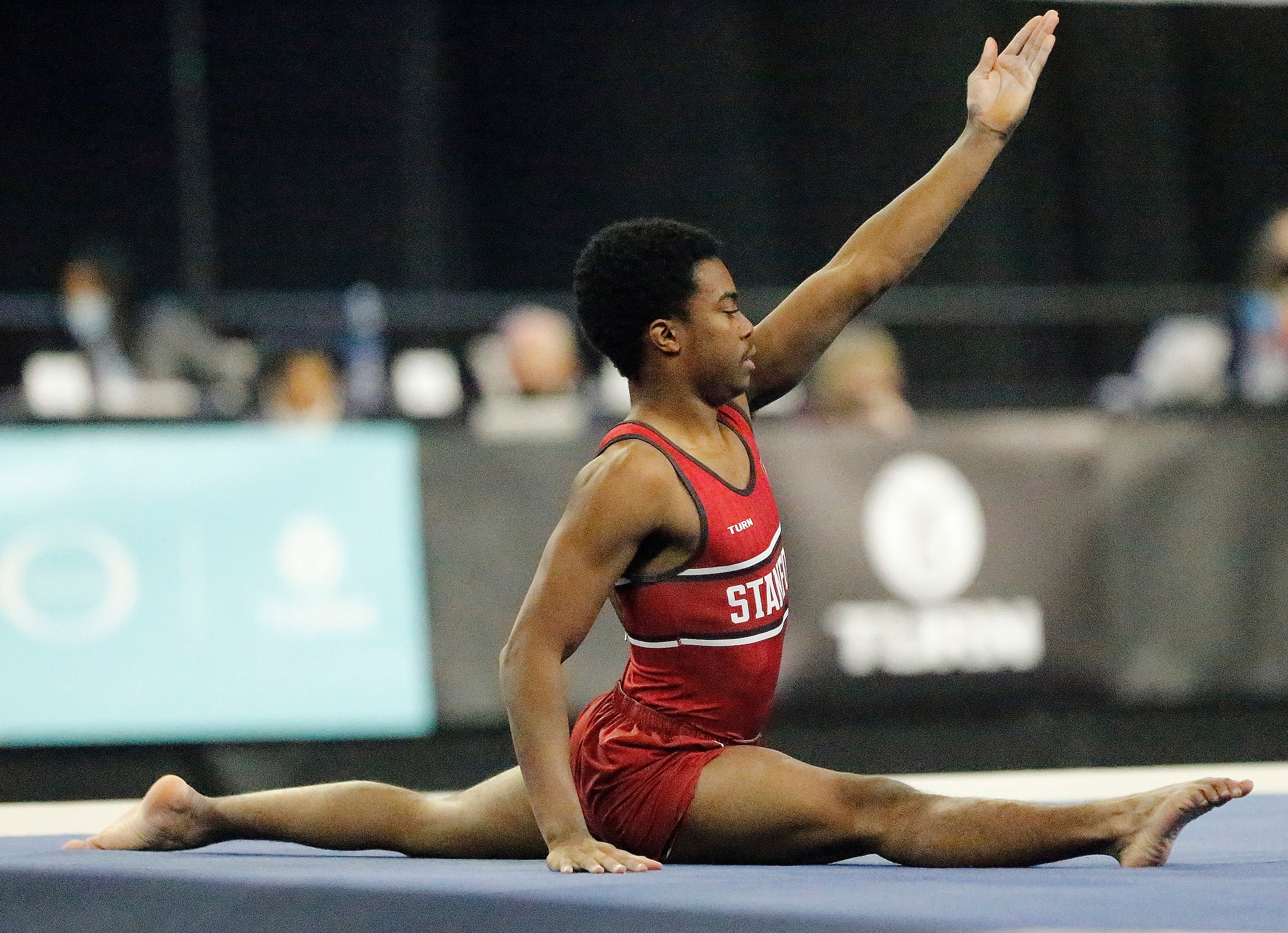 Khoi Young of Stanford, competes in the floor event during the Mens Finals at the USA...