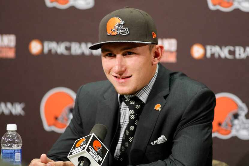 May 9, 2014; Berea, OH, USA; Cleveland Browns first round draft pick Johnny Manziel (Texas...