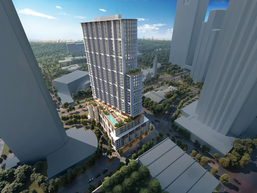 
A 39-story tower planned for downtown Dallas’ Arts District will contain luxury apartments,...