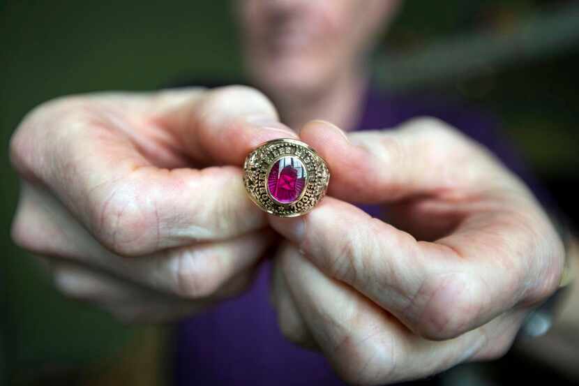 
Terry Broxson’s class ring from 1964 has a small Confederate battle flag under the stone....