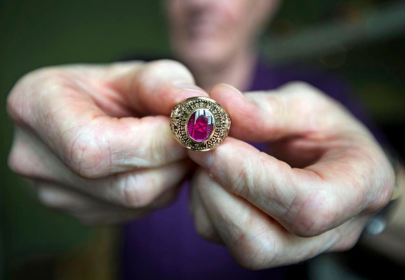 
Terry Broxson’s class ring from 1964 has a small Confederate battle flag under the stone....